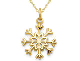 14K Yellow Gold Snowflake Charm Pendant Necklace with Chain